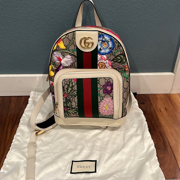 GUCCI 547965 Ophidia Flora Gg Supreme Canvas Backpack in GG Supreme Canvas - Picture 12 of 16